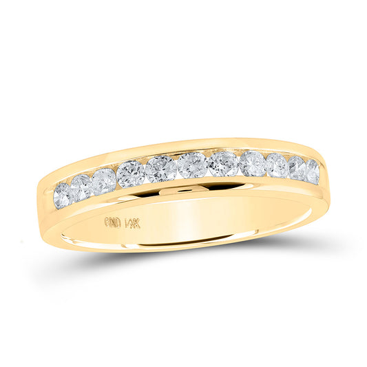 14K Yellow Gold Womens Round Diamond Single Row Band Ring 1/2 Cttw, Womens Size: 5-10