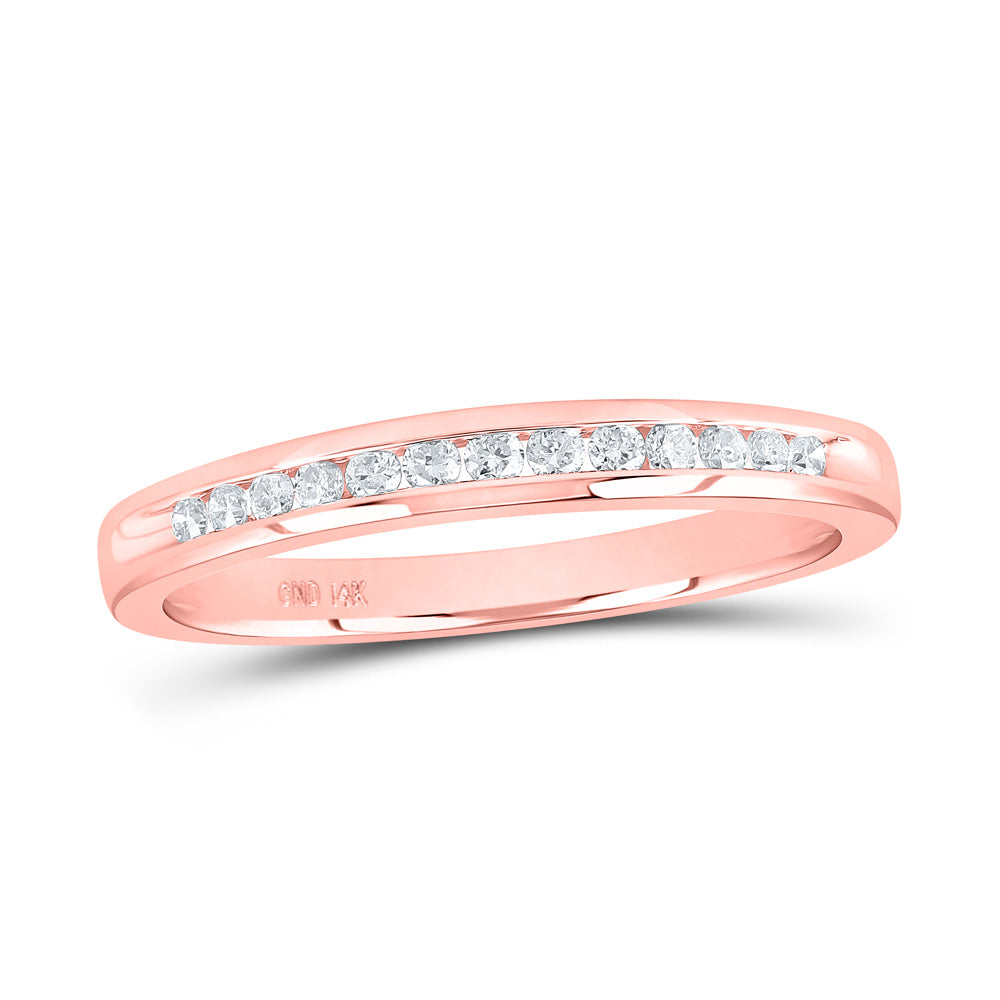 14K Rose Or Yellow Gold Womens Round Diamond Single Row Band Ring , Womens Size: 5-10