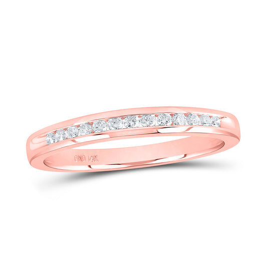 14K Rose Or Yellow Gold Womens Round Diamond Single Row Band Ring , Womens Size: 5-10