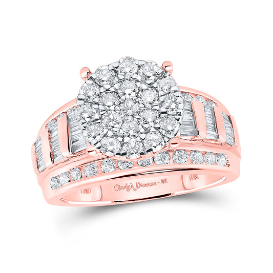 10K Yellow Or White Or Rose Gold Round Diamond Cluster Bridal Wedding Engagement Ring, Womens Size: 5-10