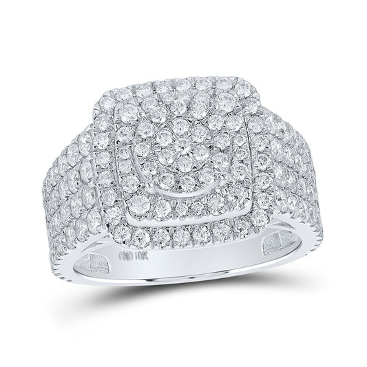 10K White Or Yellow Gold Womens Round Diamond Square Ring, Womens Size: 5-10