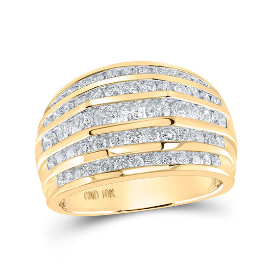 10K Yellow Gold Mens Round Diamond Band Ring 2 Cttw, Mens Size: 7-13
