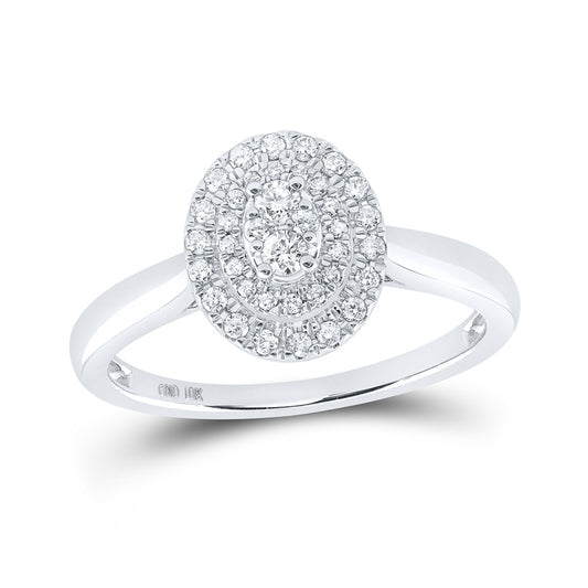 10K White Or Yellow Gold Womens Round Diamond Oval Ring , Womens Size: 5-10