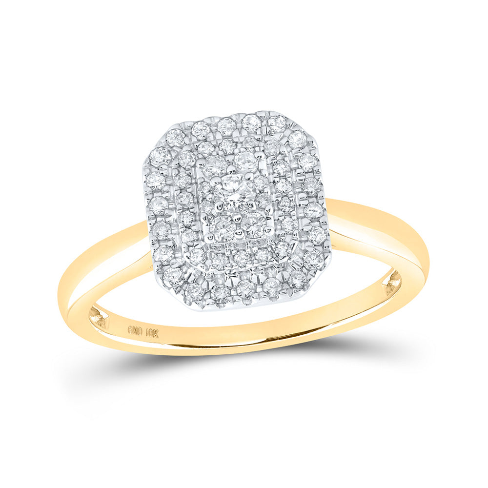 10K Yellow Gold Womens Round Diamond Fashion Ring 1/3 Cttw, Womens Size: 5-10