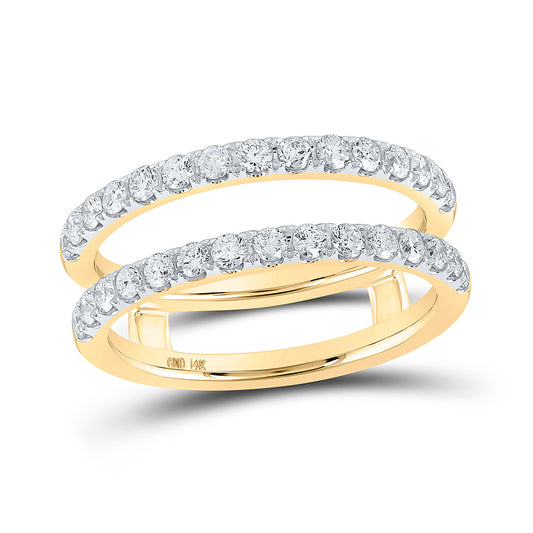 14K Yellow Gold Womens Round Diamond Wrap Enhancer Wedding Band 3/4 Cttw, Womens Size: 5-10