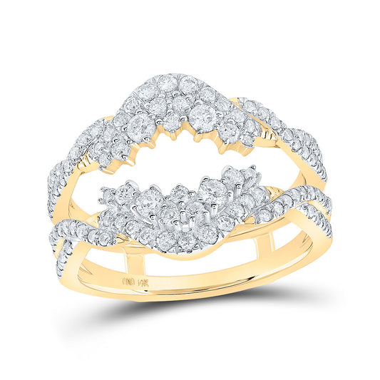 14K Yellow Gold Womens Round Diamond Wrap Enhancer Wedding Band 3/4 Cttw, Womens Size: 5-10