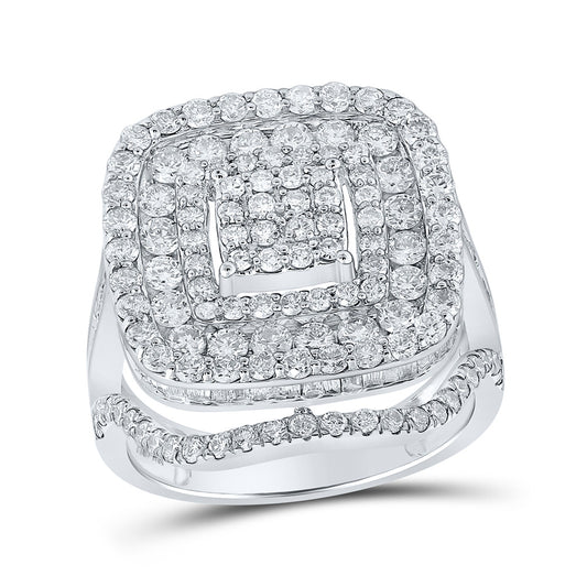 10K White Or Yellow Gold Womens Round Diamond Square Ring, Womens Size: 5-10