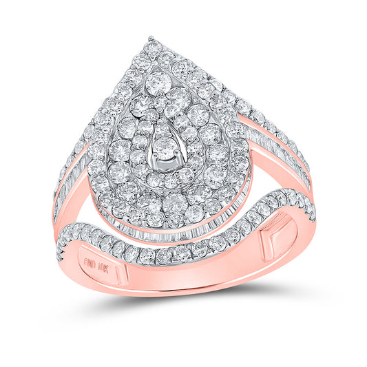 10K Yellow Or Rose Gold Womens Round Diamond Teardrop Ring, Womens Size: 5-10