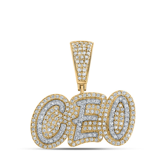 10K Yellow Or Rose Gold Mens Round Diamond CEO Charm Pendant
