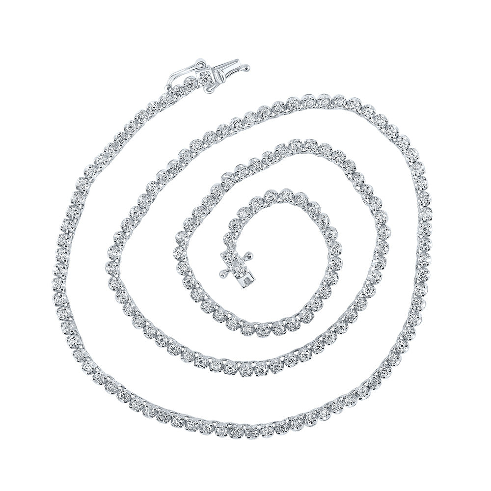 10K Yellow Or White Or Rose Gold Mens Round Diamond 16-inch Tennis Chain Necklace