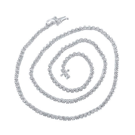 10K Yellow Or White Or Rose Gold Mens Round Diamond 16-inch Tennis Chain Necklace