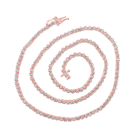 10K Yellow Or White Or Rose Gold Mens Round Diamond 16-inch Tennis Chain Necklace