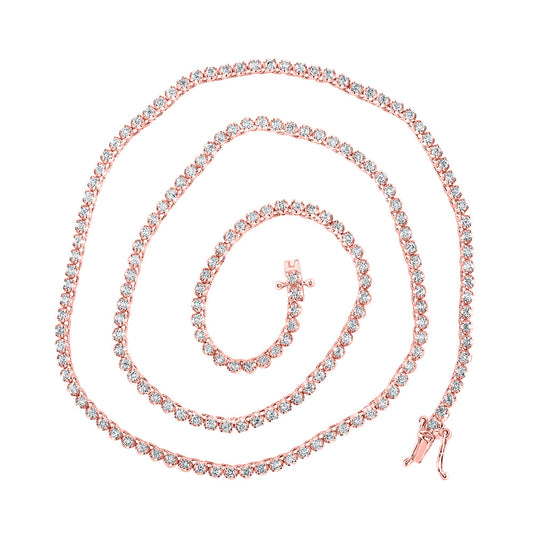10K Yellow Or White Or Rose Gold Mens Round Diamond 18-inch Single Row Tennis Chain Necklace