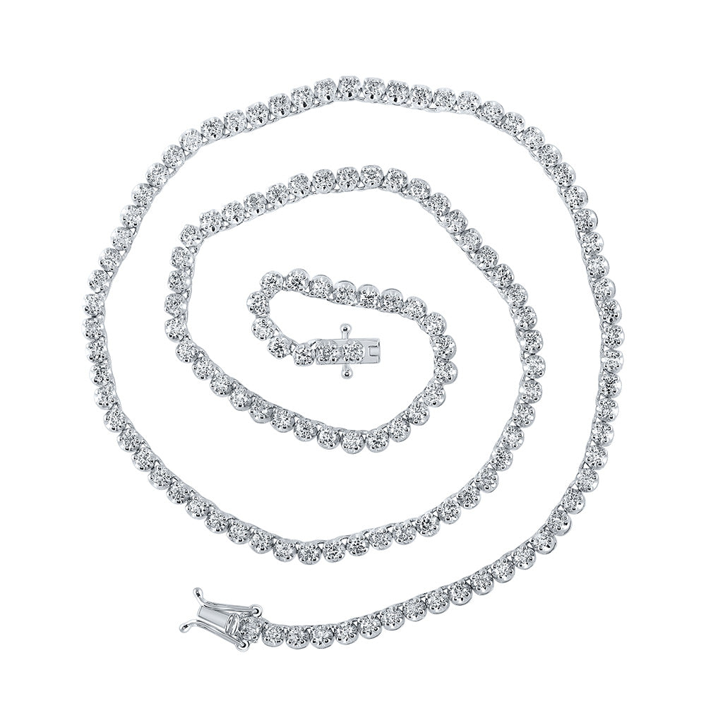 10K Yellow Or White Or Rose Gold Mens Round Diamond 16-inch Tennis Chain Necklace