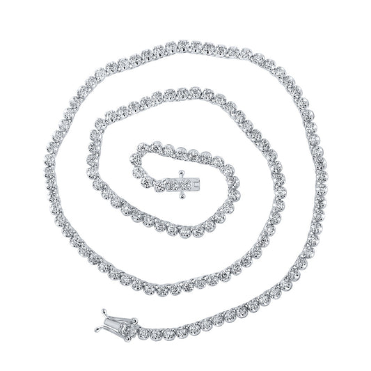 10K Yellow Or White Or Rose Gold Mens Round Diamond 16-inch Tennis Chain Necklace