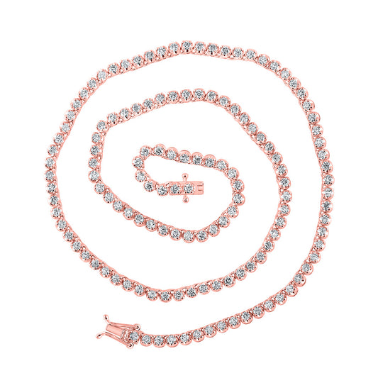 10K Yellow Or White Or Rose Gold Mens Round Diamond 16-inch Tennis Chain Necklace