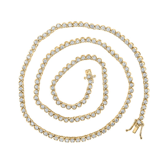 10K White Or Yellow Gold Mens Round Diamond Tennis Chain Necklace