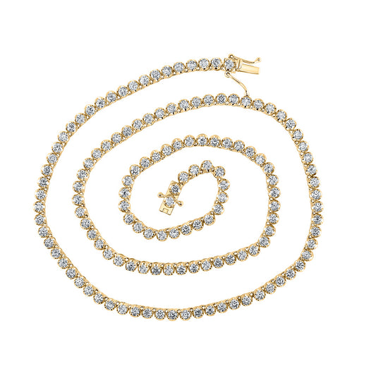 14K Yellow Gold Mens Round Diamond 18-inch Tennis Chain Necklace 6-7/8 Cttw, Length: 17.99 In