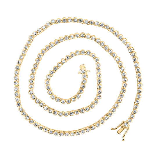 14K Yellow Or White Gold  Mens Round Diamond 20-inch Single Row Tennis Chain Necklace 8-5/8 Cttw, Length: 20 In