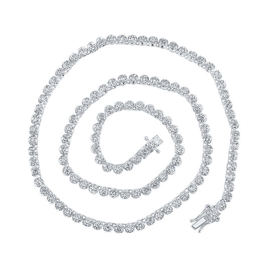 14K White Or Yellow Gold Mens Round Diamond 18-inch Tennis Chain Necklace