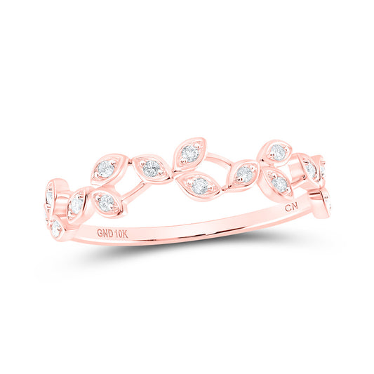10K Yellow Or Rose Gold Womens Round Diamond Vine Stackable Band Ring , Womens Size: 5-10