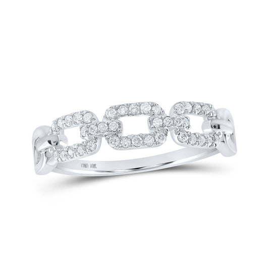 10K Yellow Or White Or Rose Gold Womens Round Diamond Link Stackable Band Ring , Womens Size: 5-10
