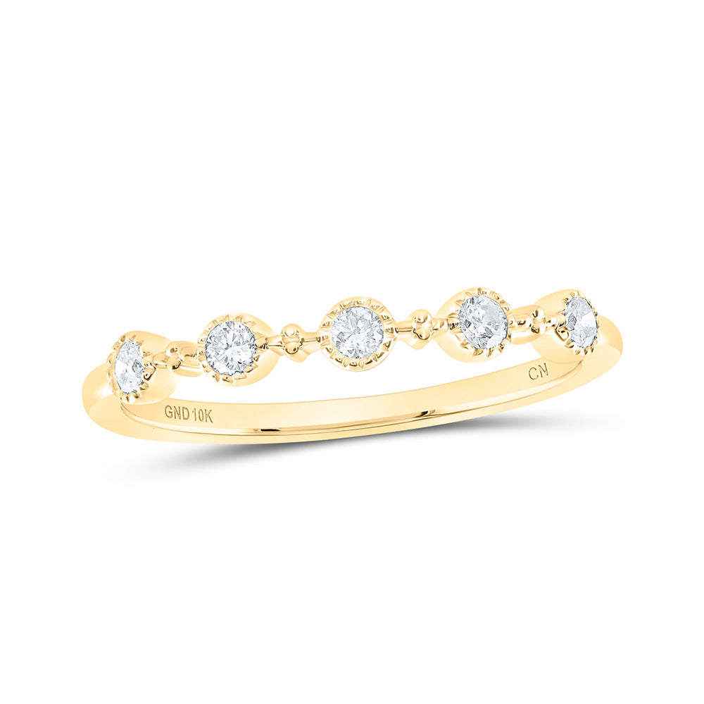 10K Yellow Or White Or Rose Gold Womens Round Diamond Dot Stackable Band Ring , Womens Size: 5-10