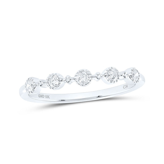 10K Yellow Or White Or Rose Gold Womens Round Diamond Dot Stackable Band Ring , Womens Size: 5-10