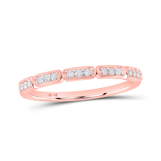 10K Yellow Or White Or Rose Gold Womens Round Diamond Stackable Band Ring , Womens Size: 5-10