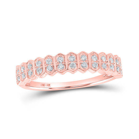 10K Rose Gold Womens Round Diamond Stackable Band Ring 1/6 Cttw, Womens Size: 5-10