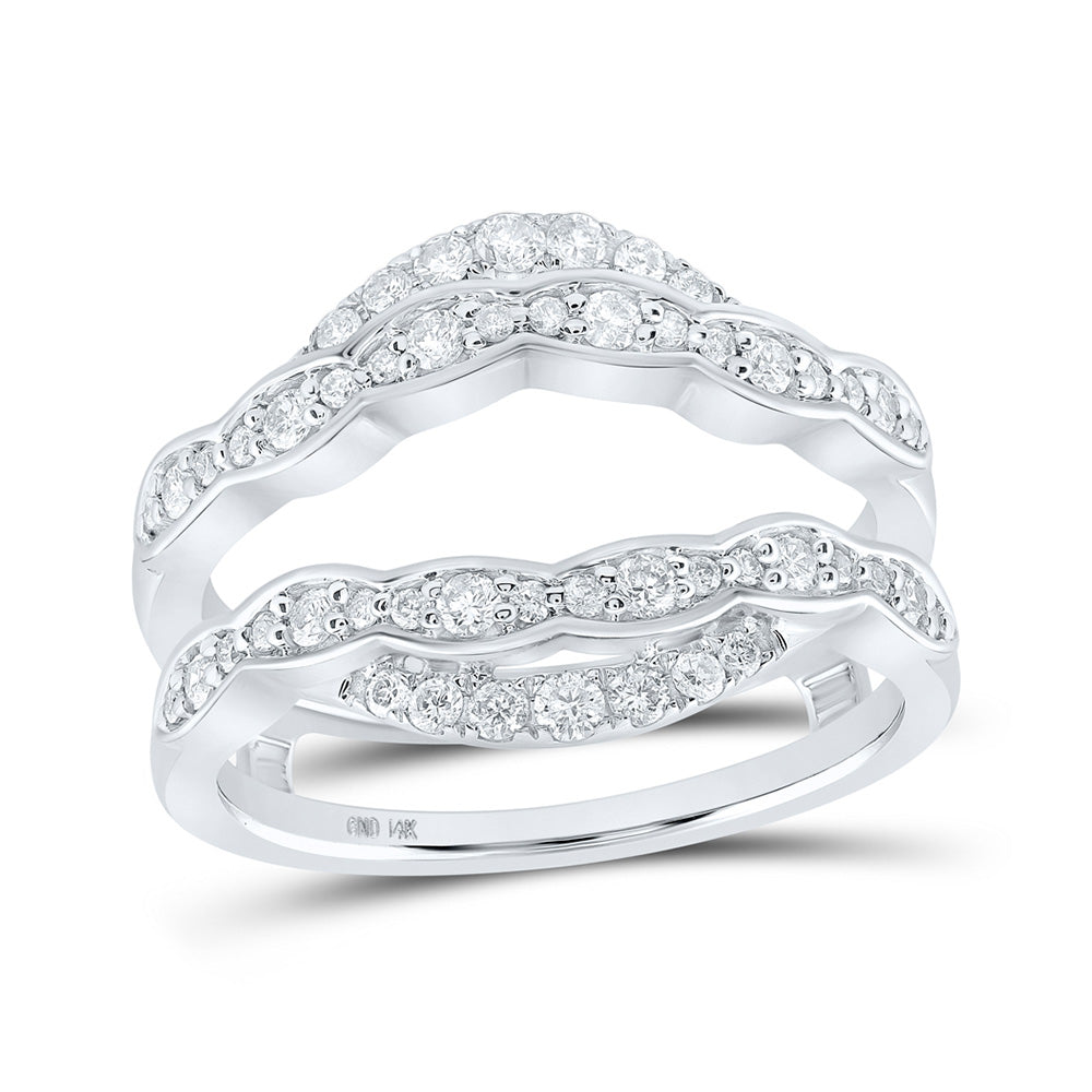 14K White Gold Womens Round Diamond Wrap Enhancer Wedding Band 1/2 Cttw, Womens Size: 5-10
