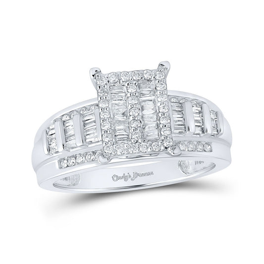 10K Yellow Or White Gold  Round Diamond Cluster Bridal Wedding Engagement Ring 1 Cttw, Womens Size: 5-10