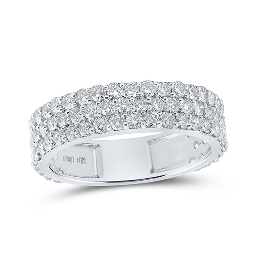 10K White Gold Mens Round Diamond Triple Row Pave Band Ring 2-5/8 Cttw, Mens Size: 7-13