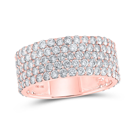 10K Yellow Or White Or Rose Gold Mens Round Diamond 5-Row Pave Band Ring, Mens Size: 7-13