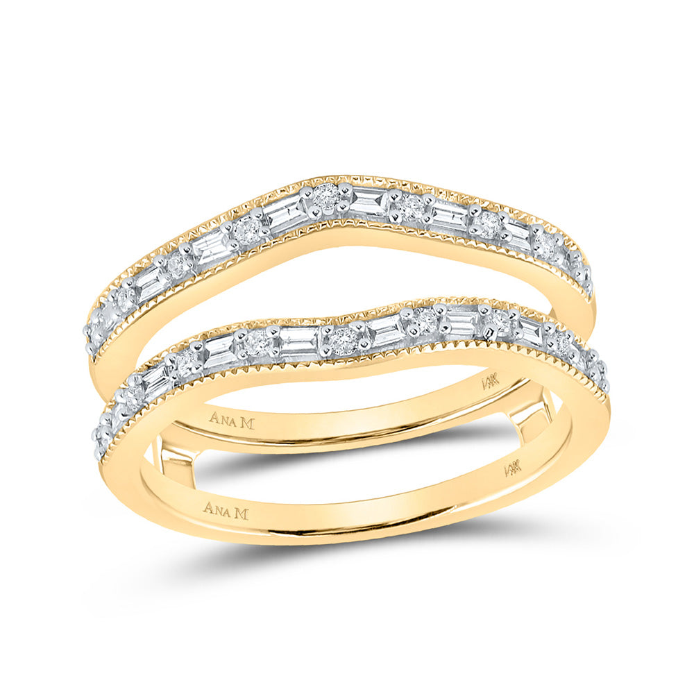 14K Yellow Gold Womens Baguette Diamond Wrap Enhancer Wedding Band 1/3 Cttw, Womens Size: 5-10