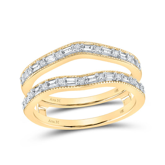 14K Yellow Gold Womens Baguette Diamond Wrap Enhancer Wedding Band 1/3 Cttw, Womens Size: 5-10