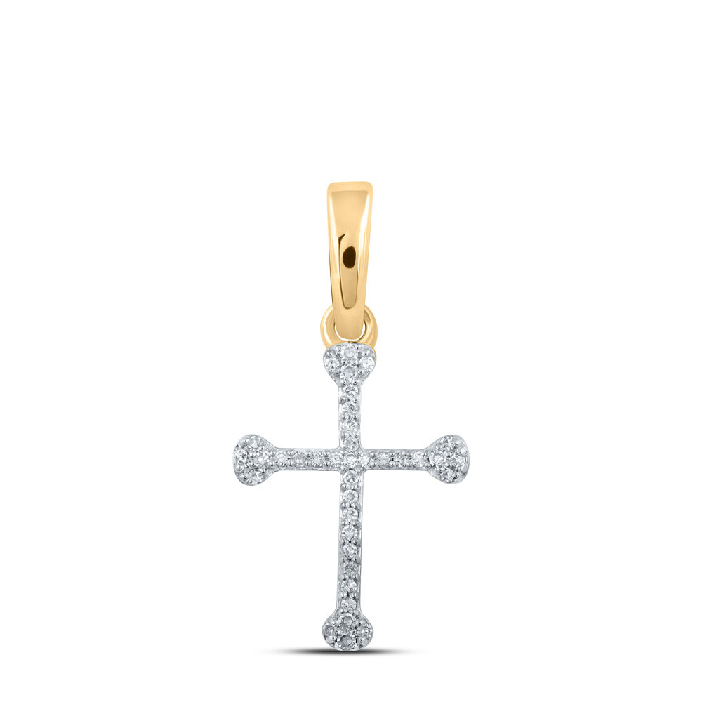 10K Yellow Or White Or Rose Gold Womens Round Diamond Cross Pendant