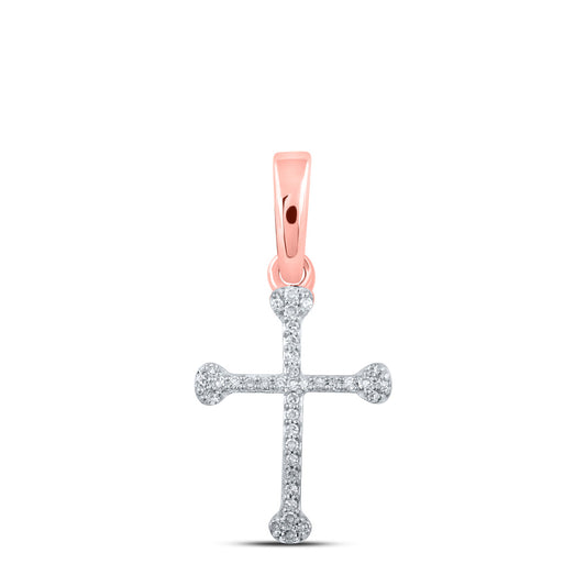 10K Yellow Or White Or Rose Gold Womens Round Diamond Cross Pendant