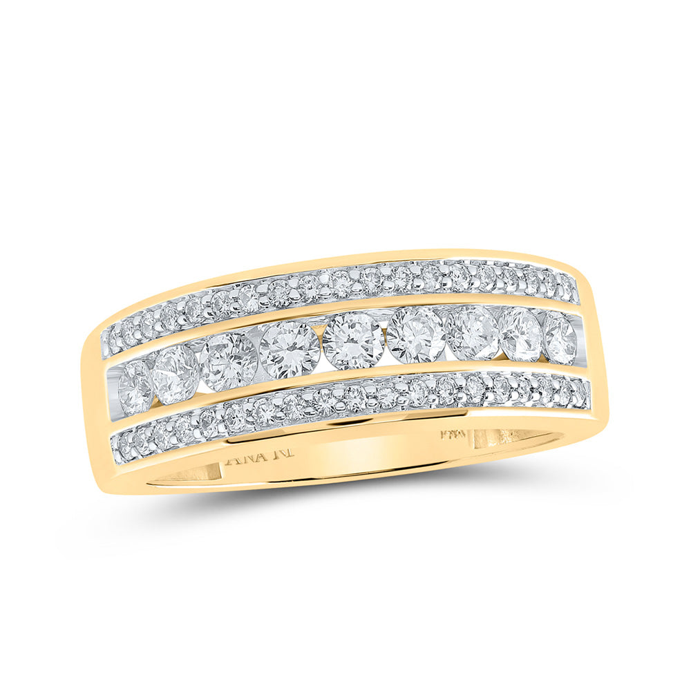14K Yellow Or White Gold  Mens Round Diamond Band Ring 1 Cttw, Mens Size: 7-13