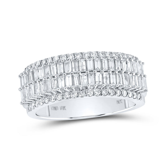 10K White Or Yellow Gold Mens Baguette Diamond Band Ring, Mens Size: 7-13