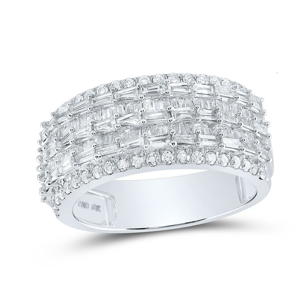 10K Yellow Or White Gold  Mens Baguette Diamond Band Ring 1-3/4 Cttw, Mens Size: 7-13
