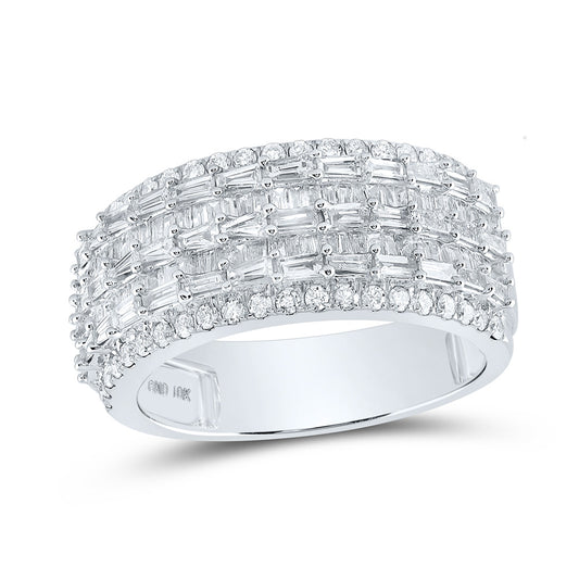 10K Yellow Or White Gold  Mens Baguette Diamond Band Ring 1-3/4 Cttw, Mens Size: 7-13