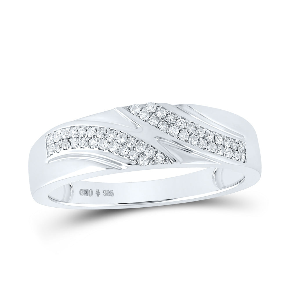 Sterling Silver His Hers Round Diamond Cluster Matching Wedding Set 1/2 Cttw, Womens Size: 5-10, Mens Size: 7-13
