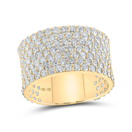 10K Yellow Gold Mens Round Diamond Pave Band Ring 5-5/8 Cttw, Mens Size: 7-13