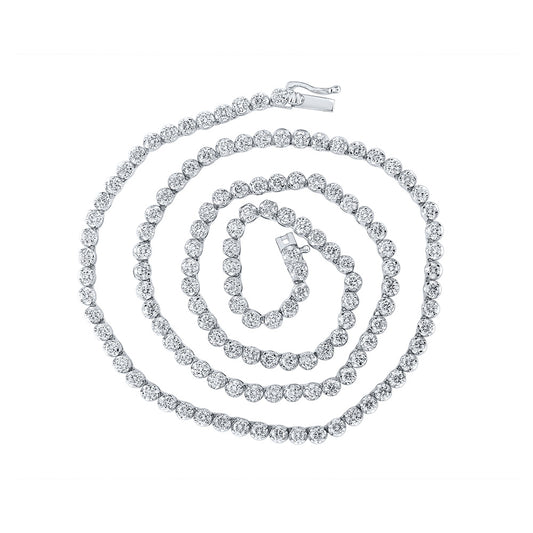 14K White Or Yellow Gold Mens Round Diamond 24-inch Link Chain Necklace