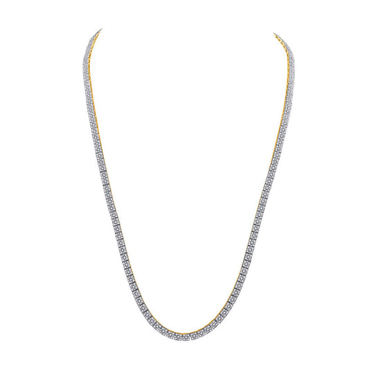 14K Yellow Gold Mens Round Diamond 24-inch Square Link Chain Necklace 12 Cttw, Length: 24.02 In, Width: 0.14 In
