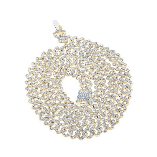 14K Yellow Gold Mens Round Diamond Link Chain Necklace 15 Cttw, Length: 22.01 In, Width: 0.41 In