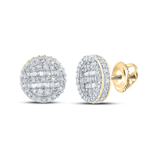 14kt Yellow Gold Baguette Diamond Circle Earrings 3/4 Cttw