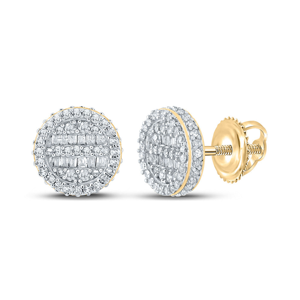 14kt Yellow Gold Baguette Diamond Circle Earrings 1/2 Cttw