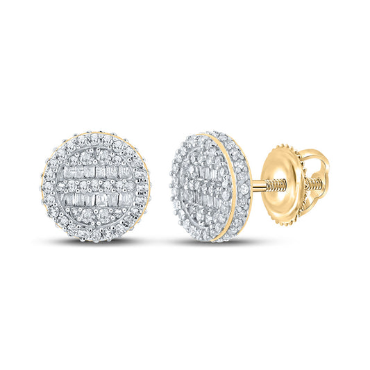 14kt Yellow Gold Baguette Diamond Circle Earrings 1/2 Cttw